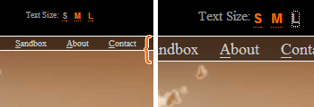 Visual display of the height of navigation element as the navigation element text size is resized